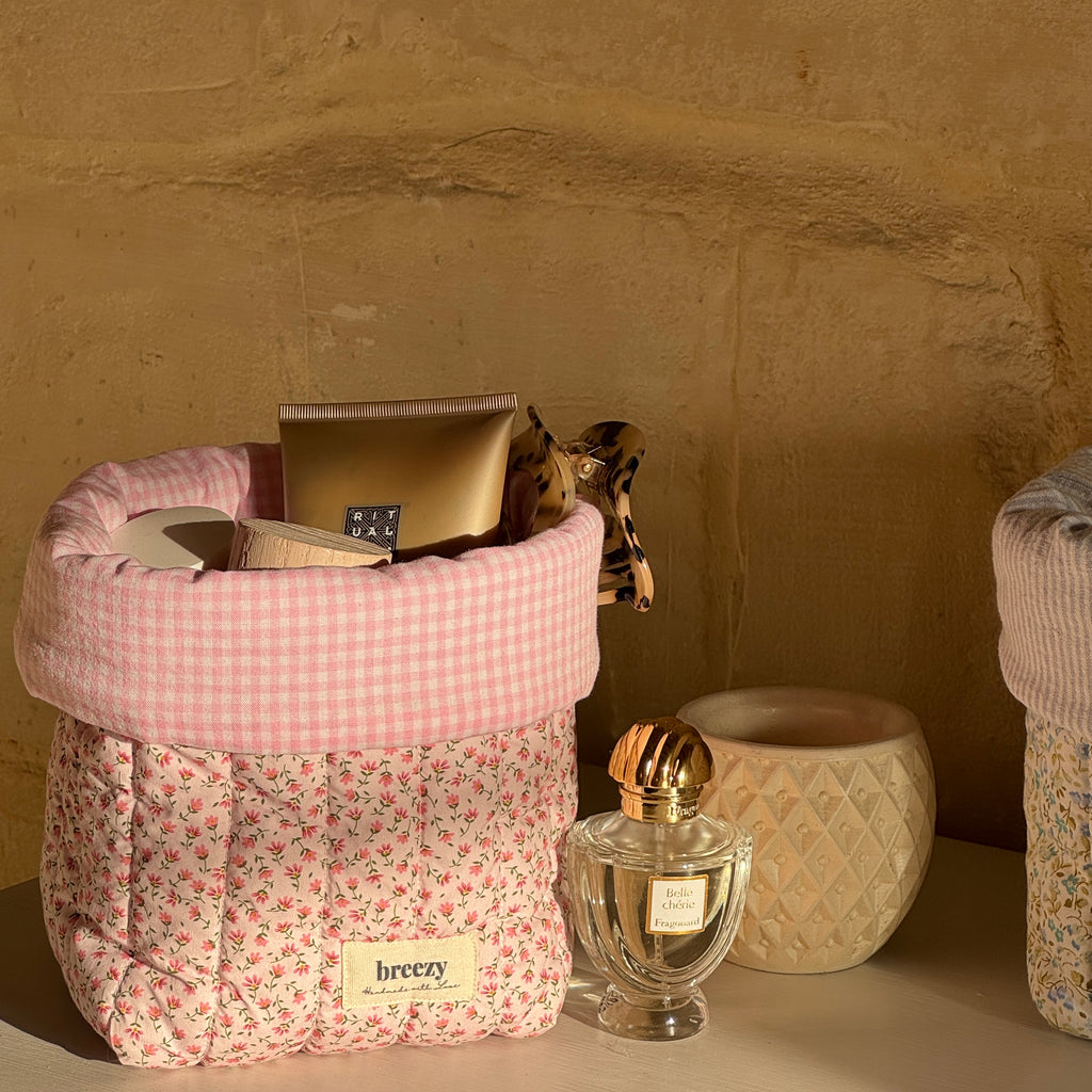 Pink Daisy Vanity Basket